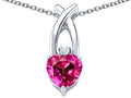 Star K 8mm Heart Shape Created Pink Sapphire Cross Heart Pendant Necklace