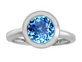 Star K 8mm Round Solitaire Ring With Simulated Blue Topaz
