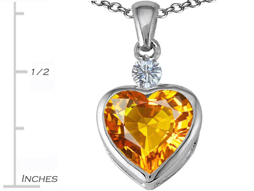 Star K 10mm Heart Shape Simulated Citrine Heart Pendant Necklace