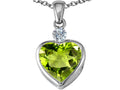 Star K 10mm Heart Shape Simulated Peridot and Cubic Zirconia Heart Pendant Necklace
