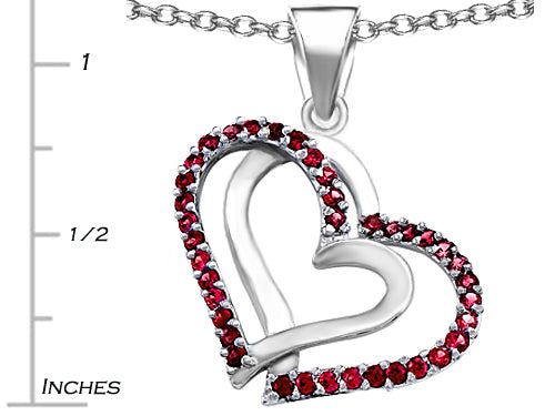 Star K Round Created Ruby Double Hearts Pendant Necklace