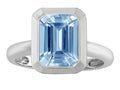 Star K 9x7mm Emerald Cut Octagon Solitaire Ring With Simulated Aquamarine