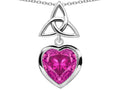 Star K Love Knot Pendant Necklace with Heart 9mm Created Pink Sapphire