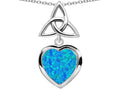 Star K Love Knot Pendant Necklace with Heart 9mm Blue Created Opal