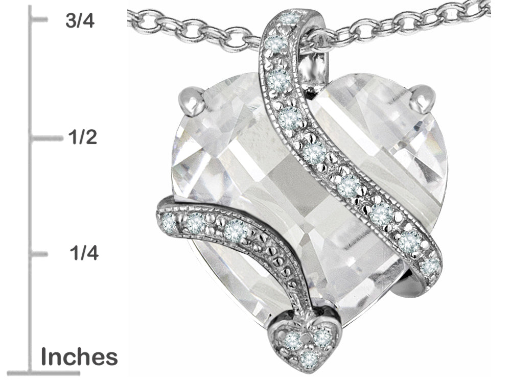 Star K Large 15mm Heart Shape Cubic Zirconia Love Pendant Necklace