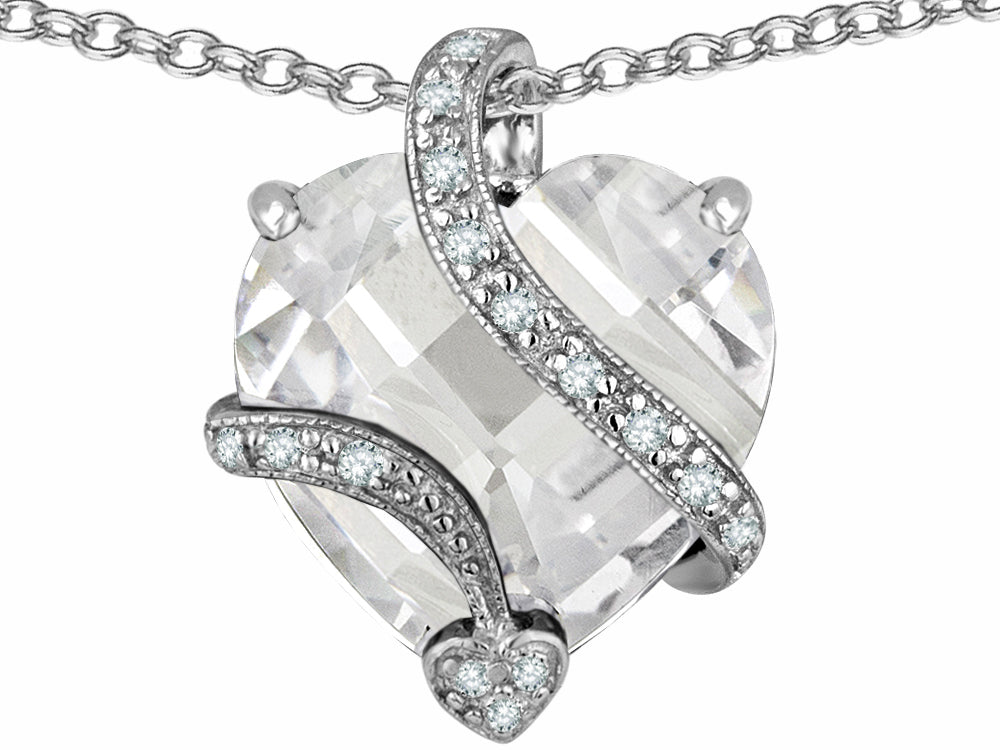 Star K Large 15mm Heart Shape Cubic Zirconia Love Pendant Necklace