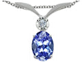 Tommaso Design Oval 7x5mm Genuine Tanzanite Pendant Necklace