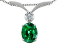 Tommaso Design Oval 8x6mm Simulated Emerald And Pendant Necklace