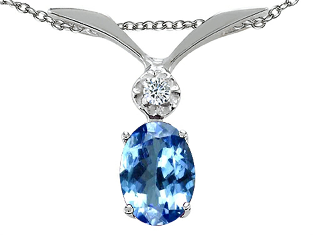 Tommaso Design Oval 7x5mm Genuine Tanzanite Pendant Necklace