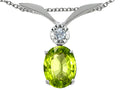 Tommaso Design Oval 8x6mm Genuine Peridot Pendant Necklace