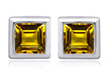 Star K 7mm Square Cut Simulated Citrine Earrings Studs