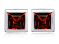 Star K 7mm Square Cut Simulated Garnet Earrings Studs