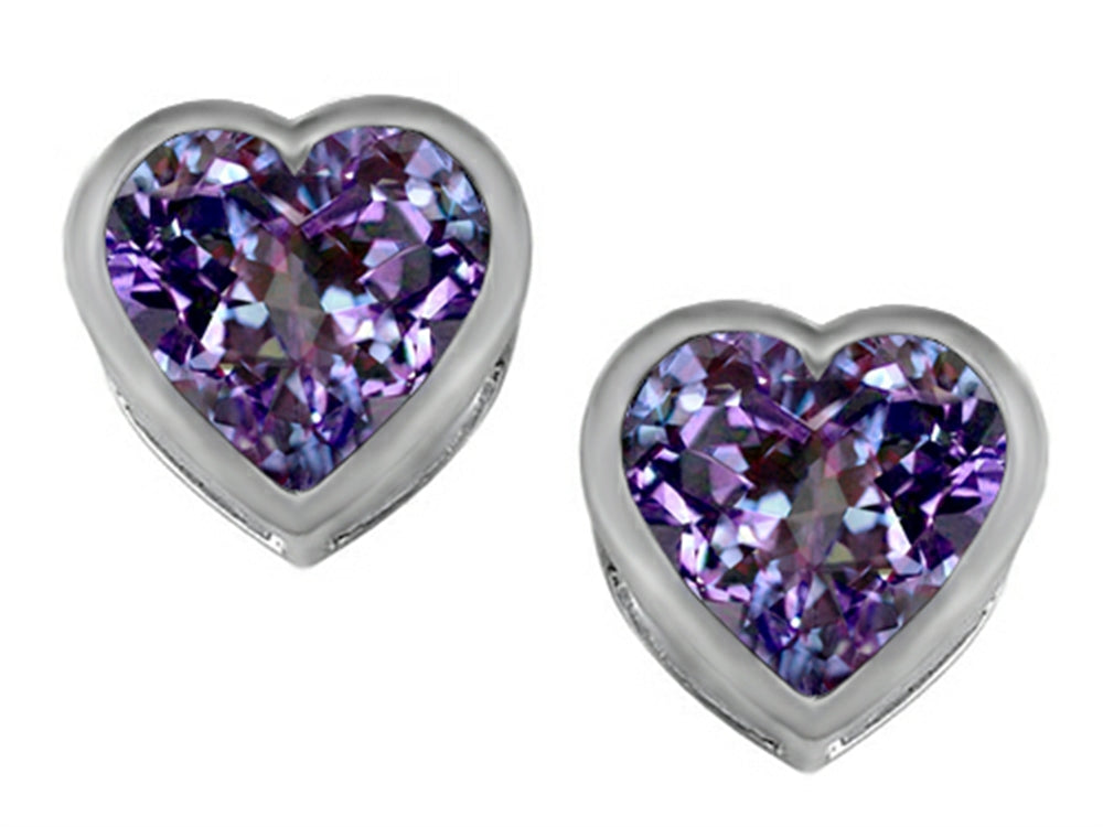 Star K 7mm Heart Shape Simulated Alexandrite Heart Earrings Studs