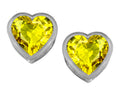 Star K 7mm Heart Shape Simulated Citrine Heart Earrings Studs