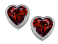 Star K 7mm Heart Shape Simulated Garnet Heart Earrings Studs