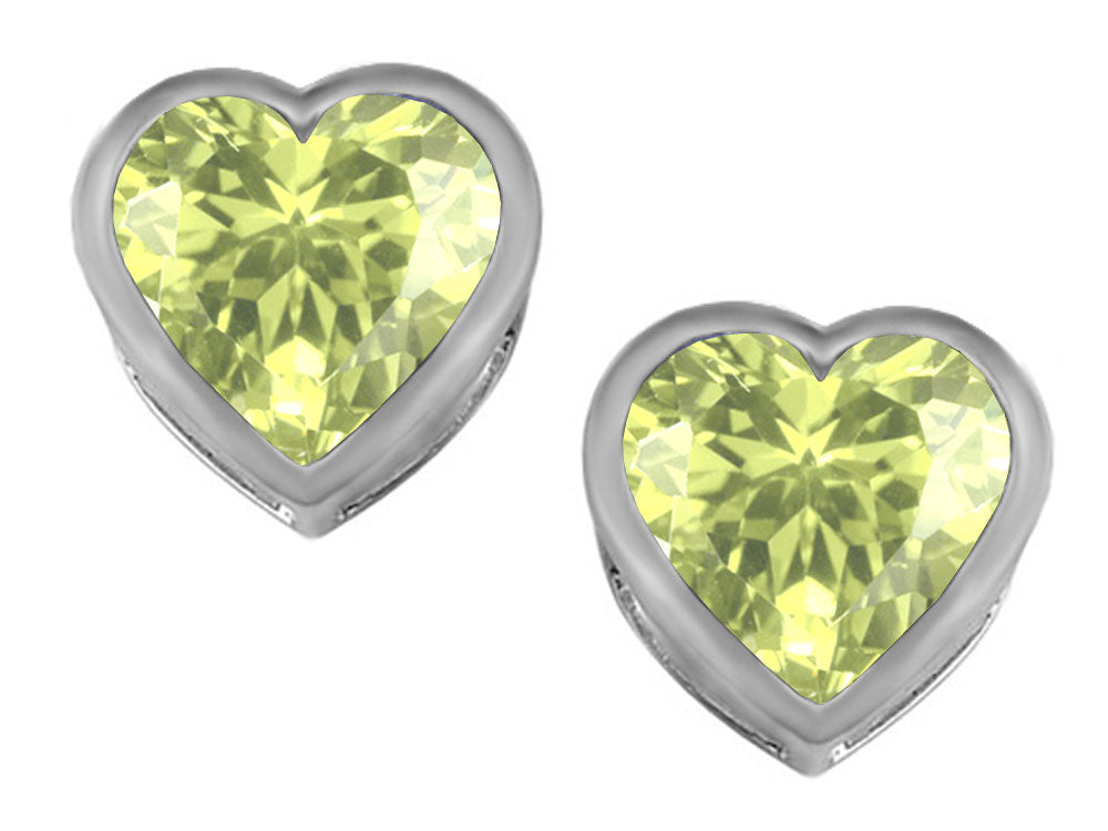 Star K 7mm Heart Shape Simulated Peridot Heart Earrings Studs