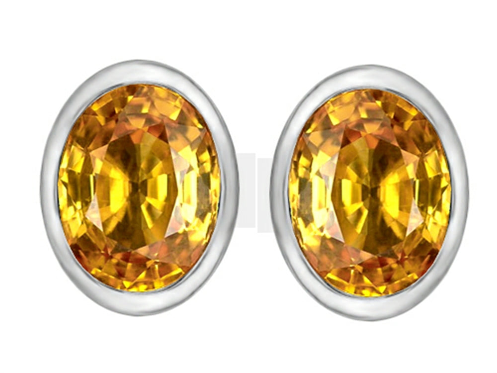 Star K 8x6mm Oval Simulated Citrine Earrings Studs