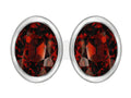Star K 8x6mm Oval Simulated Garnet Earrings Studs