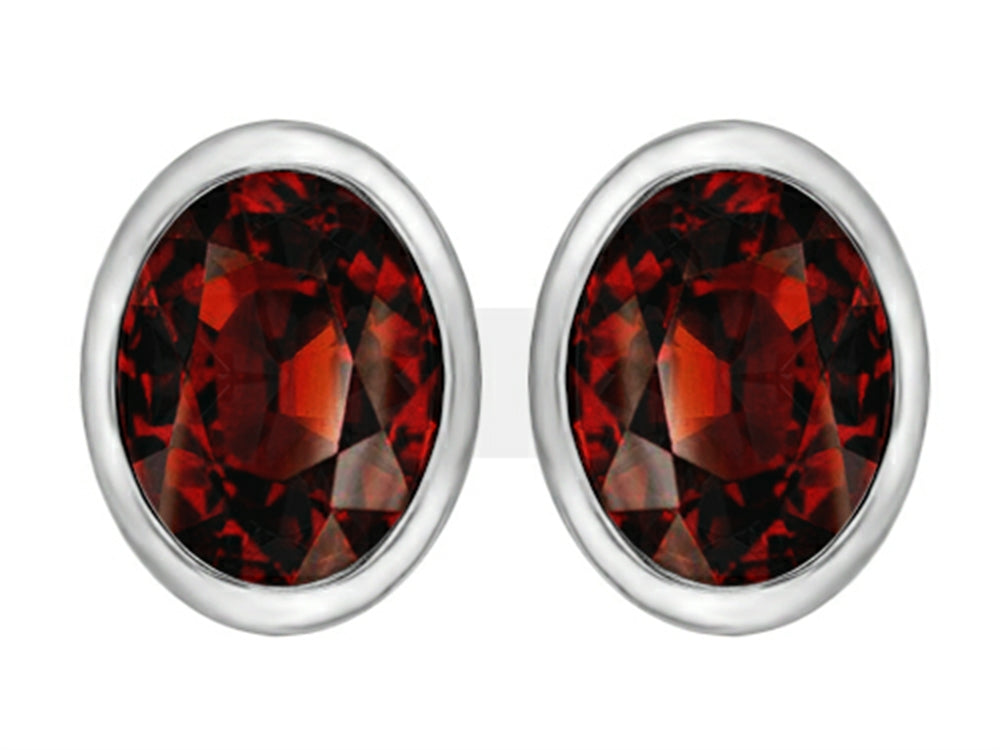 Star K 8x6mm Oval Simulated Garnet Earrings Studs