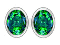 Star K 8x6mm Oval Simulated Emerald Earrings Studs