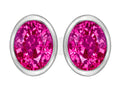 Star K 8x6mm Oval Created Pink Sapphire Earrings Studs