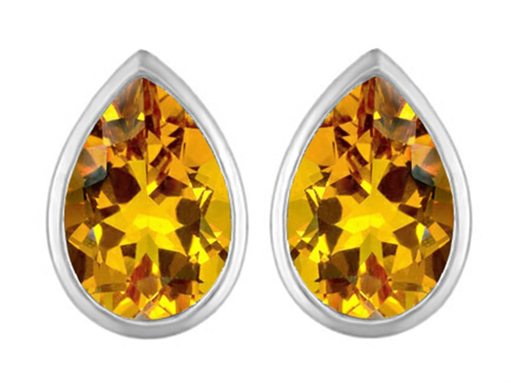 Star K 9x6mm Pear Shape Simulated Citrine Earrings Studs
