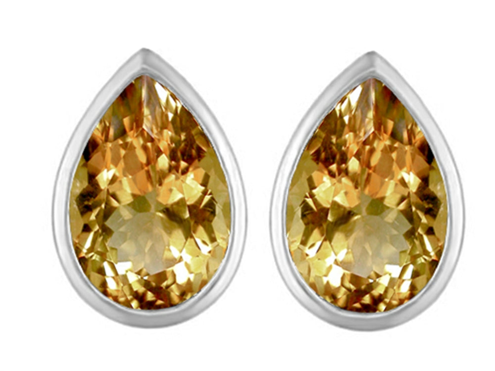 Star K 9x6mm Pear Shape Simulated Imperial Yellow Topaz Earrings Studs