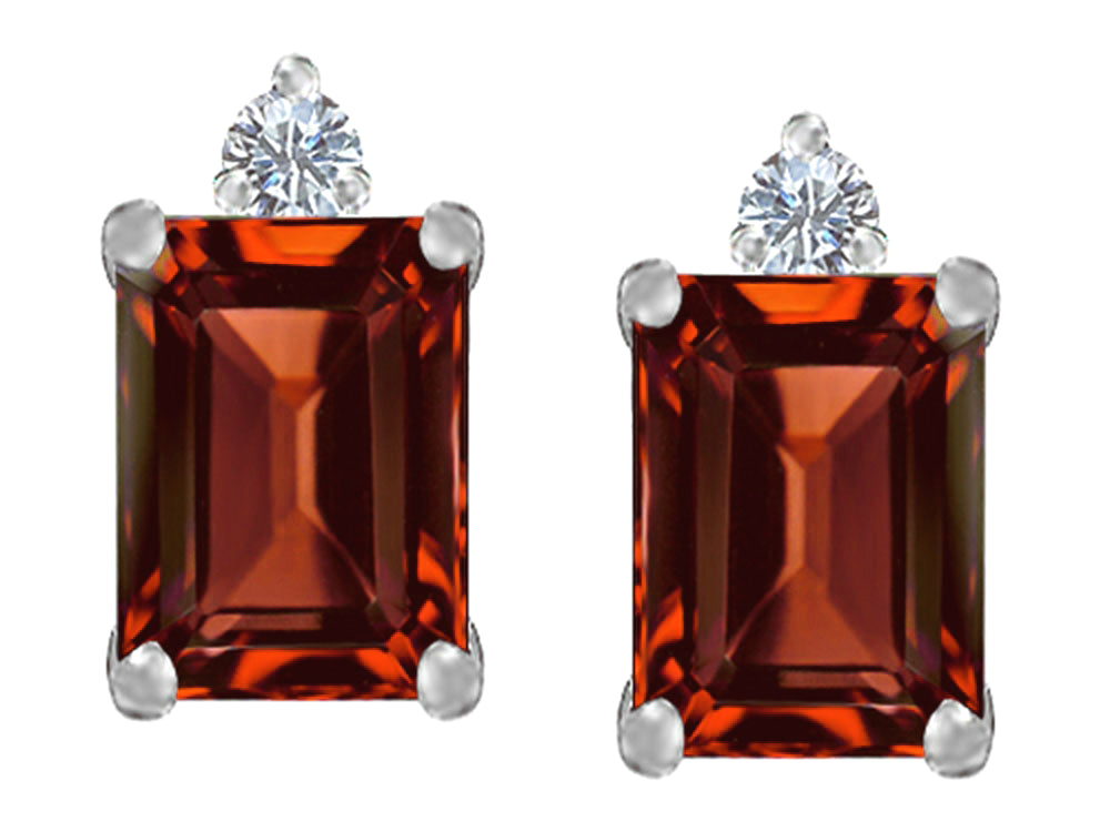 Star K 8x6mm Emerald Octagon Cut Simulated Garnet Earrings Studs