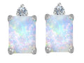 Star K 8x6mm Emerald Octagon Cut Created Opal and Cubic Zirconia Earrings Studs
