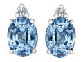 Star K 8x6mm Oval Simulated Aquamarine Earrings Studs