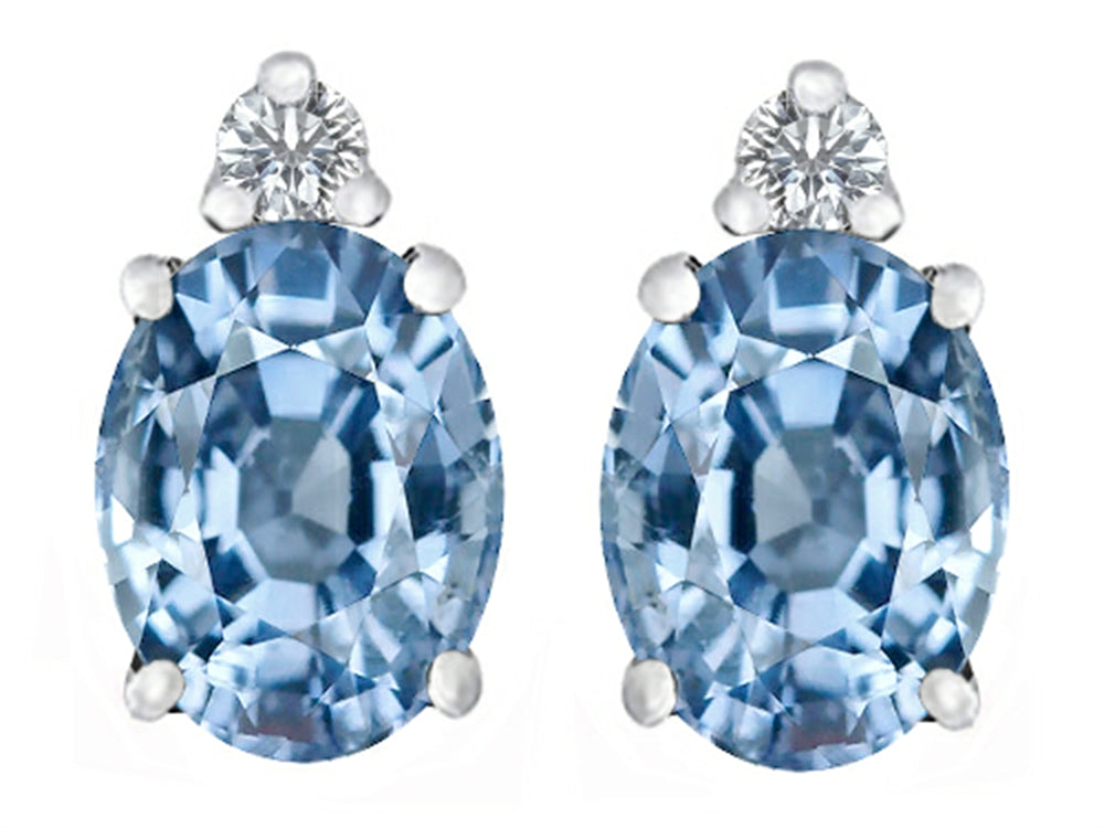 Star K 8x6mm Oval Simulated Aquamarine Earrings Studs
