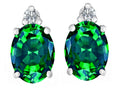 Star K 8x6mm Oval Simulated Emerald Earrings Studs