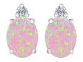 Star K 8x6mm Oval Pink Created Opal Earrings Studs