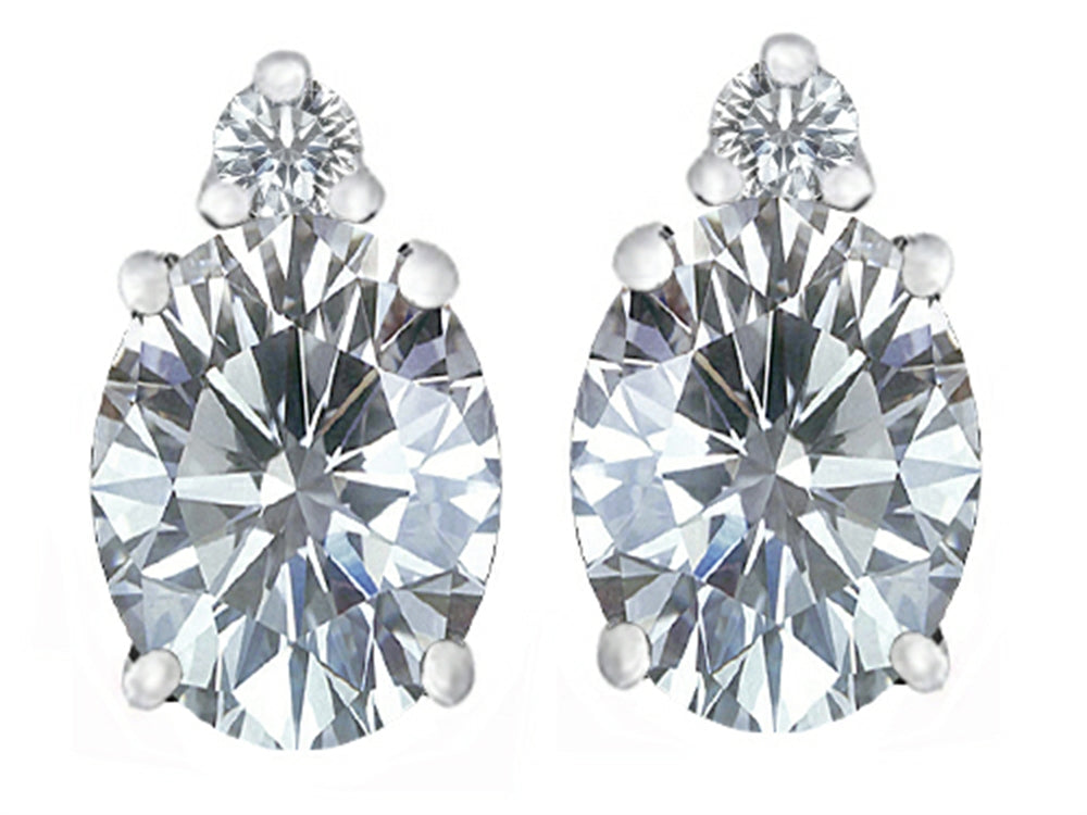 Star K 8x6mm Oval Genuine White Topaz Earrings Studs