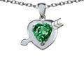 Star K Heart With Arrow Love Pendant Necklace With Simulated Emerald