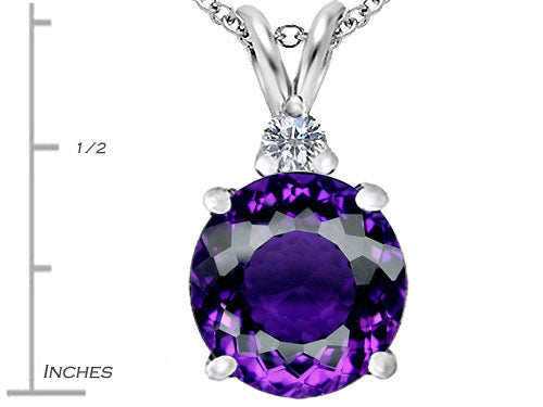Star K Large 12mm Round Simulated Amethyst Pendant Necklace