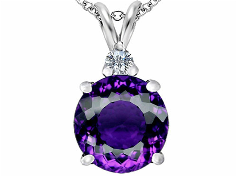 Star K Large 12mm Round Simulated Amethyst Pendant Necklace
