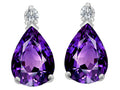 Star K 8x6mm Pear Shape Simulated Amethyst Earrings Studs