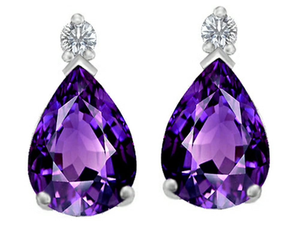 Star K 8x6mm Pear Shape Simulated Amethyst Earrings Studs