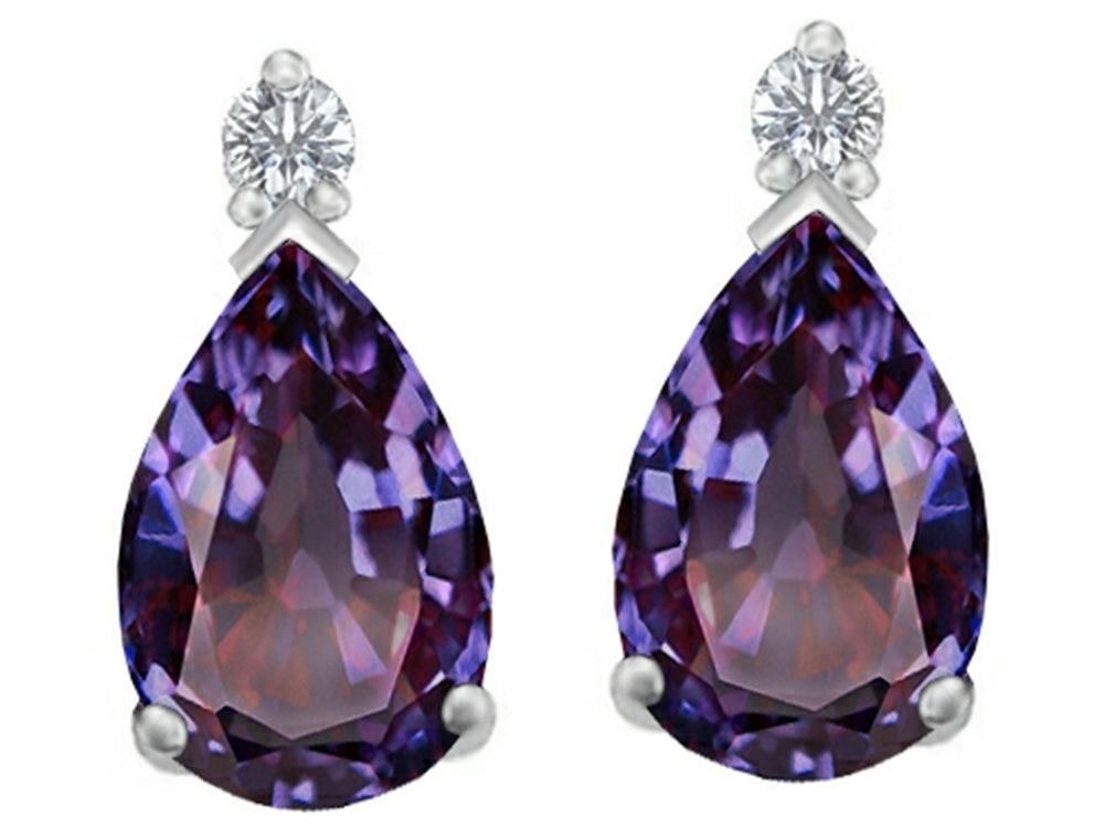 Star K 9x6mm Pear Shape Simulated Alexandrite Earrings Studs