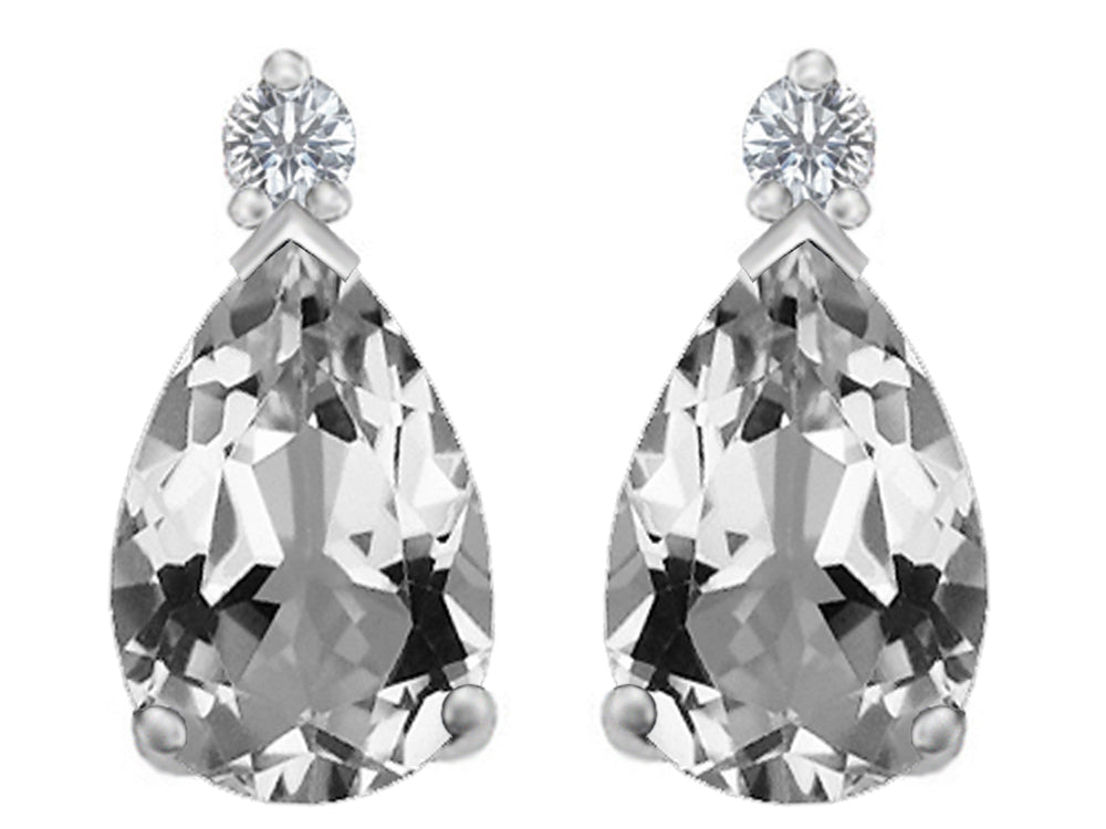 Star K 8x6mm Pear Shape Genuine White Topaz Earrings Studs