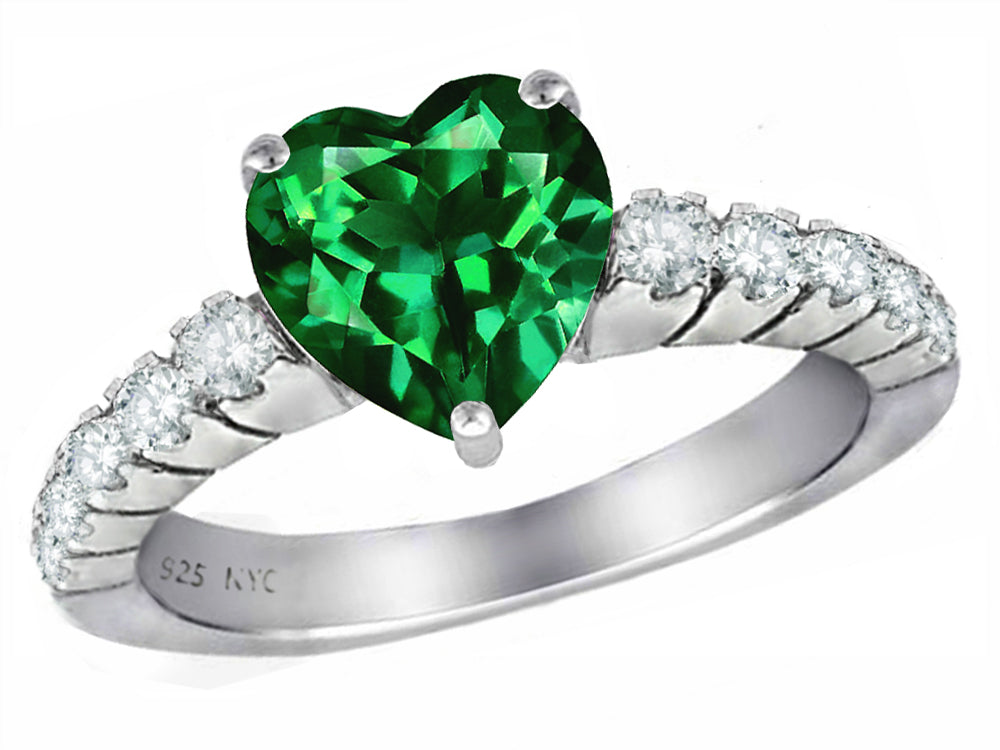 Star K 8mm Heart Shape Simulated Emerald Ring