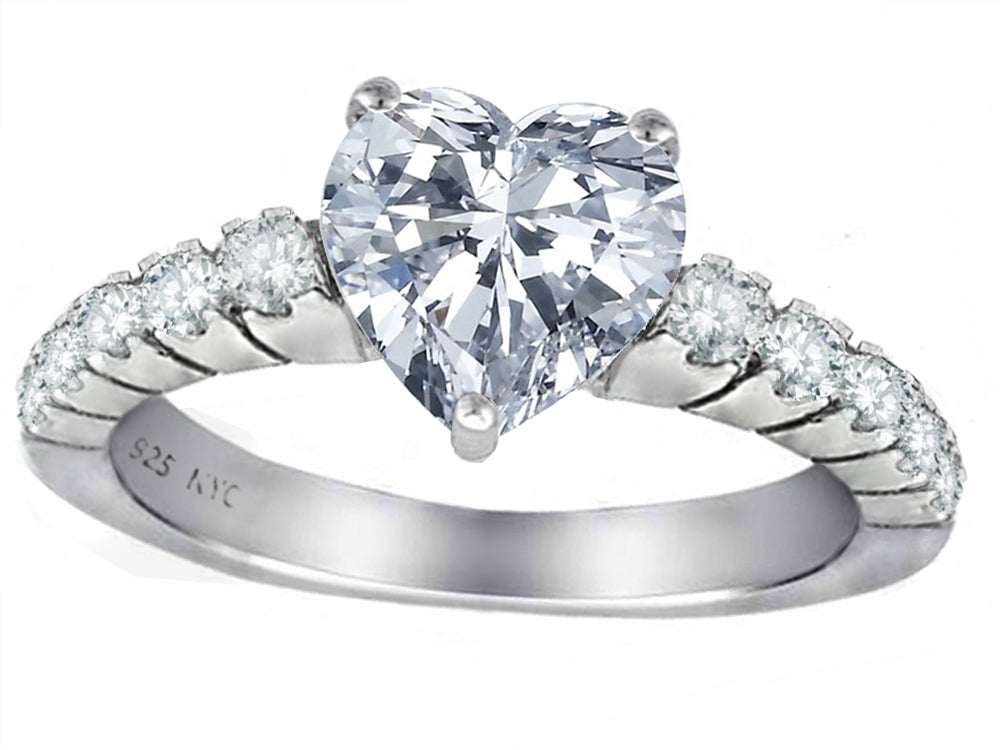 Star K 8mm Heart Shape Genuine White Topaz Ring