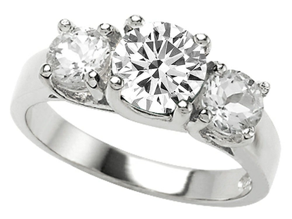 Star K 7mm Round Genuine White Topaz Ring