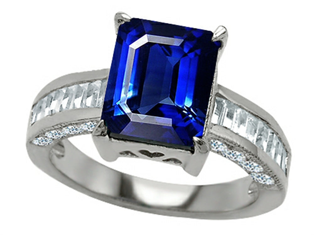 Star K 10x8mm Emerald Cut Created Sapphire Ring