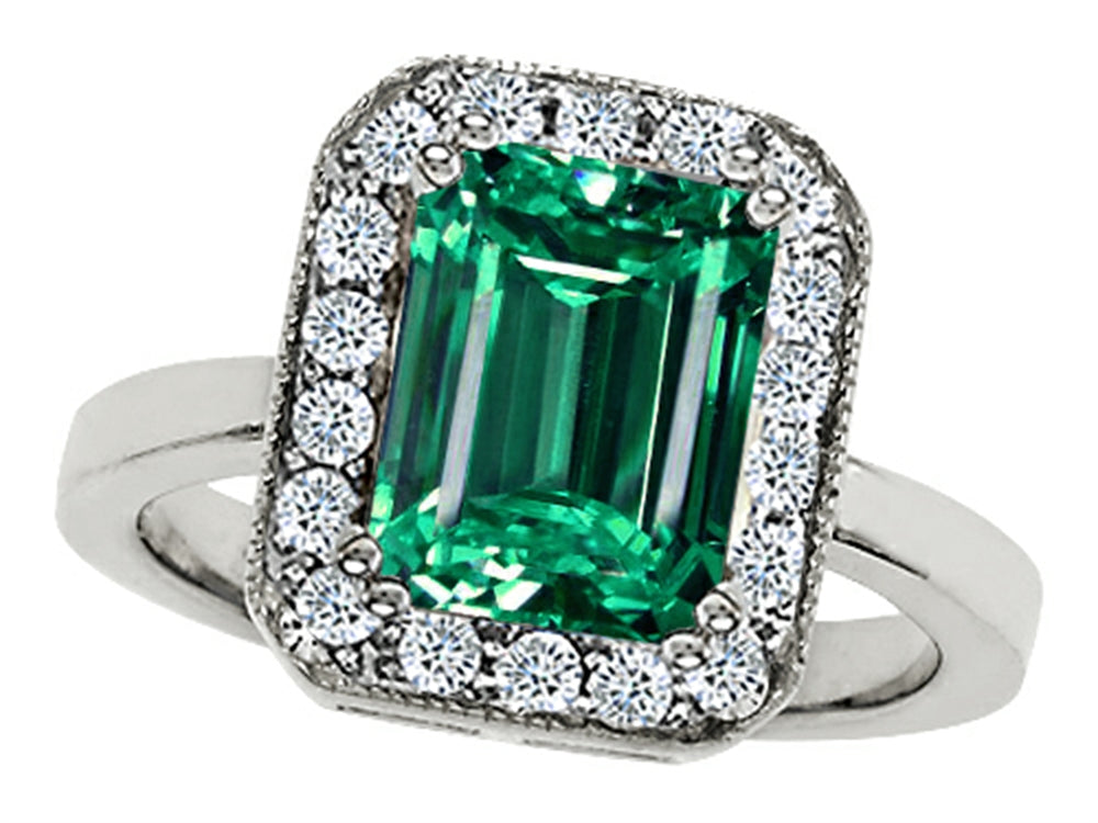 Star K 10x8mm Emerald Cut Simulated Emerald Ring