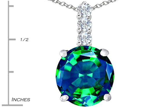 Star K Large 12mm Round Simulated Emerald Pendant Necklace