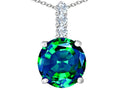 Star K Large 12mm Round Simulated Emerald Pendant Necklace