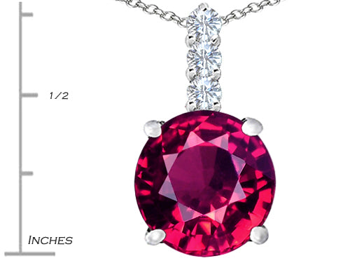 Star K Large 12mm Round Created Ruby Pendant Necklace
