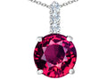 Star K Large 12mm Round Created Ruby Pendant Necklace